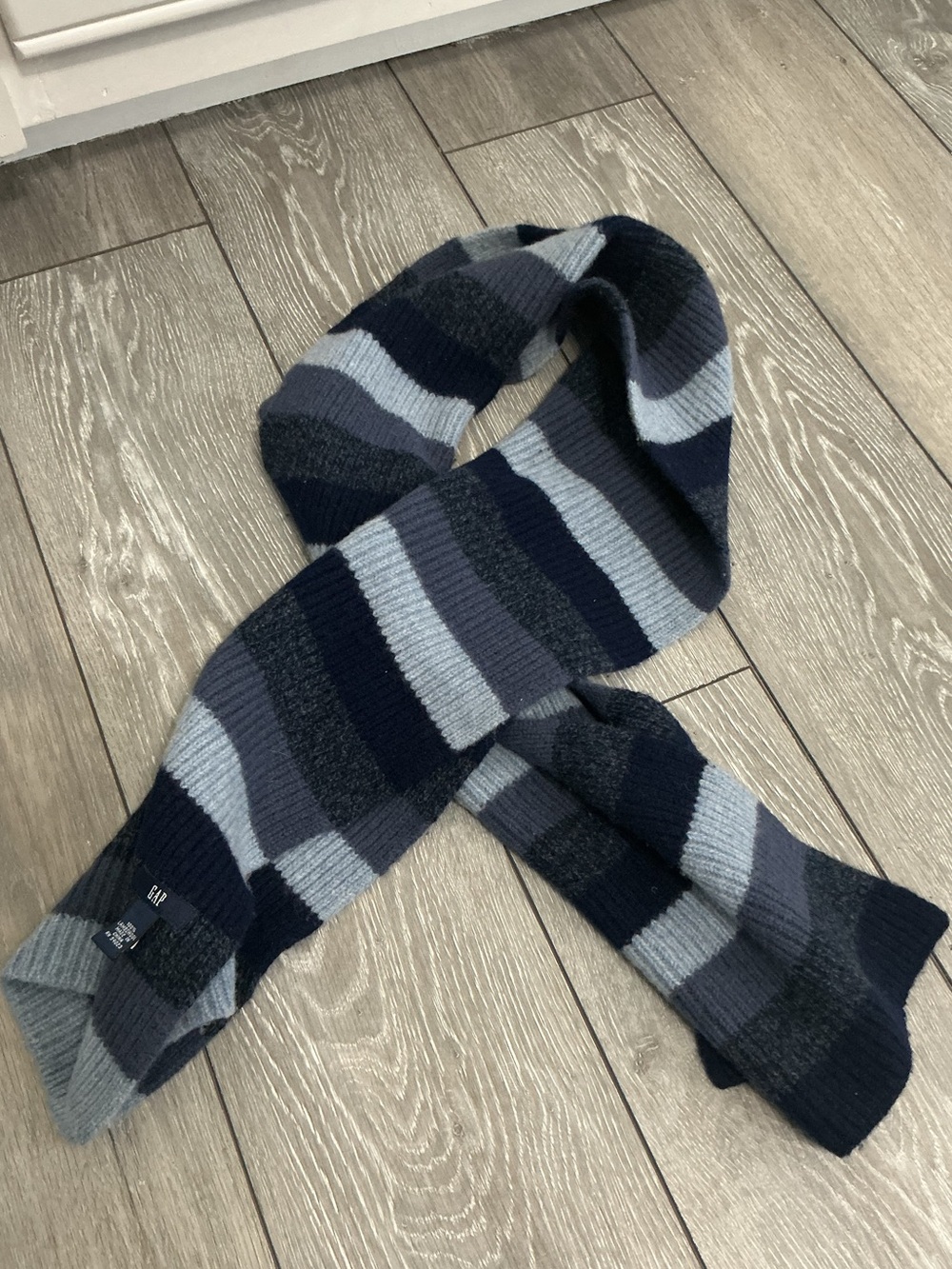 GAP Lambswool Blue Striped Winter Scarf